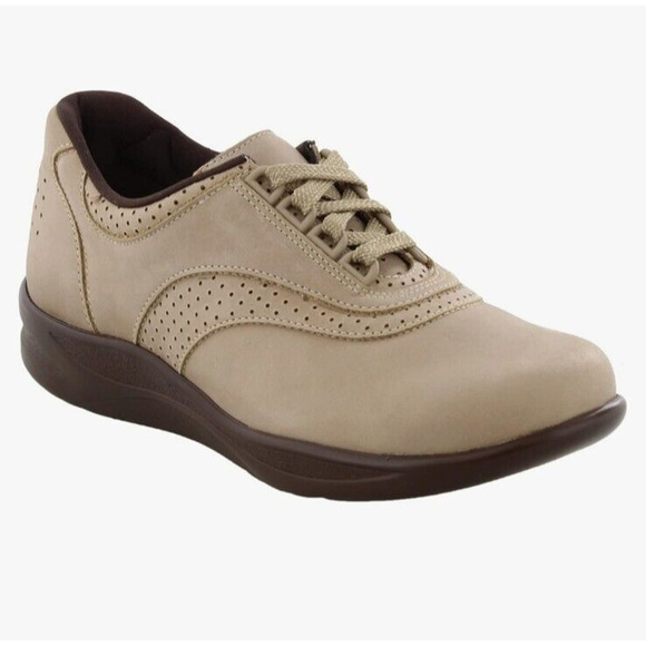 SAS Walk Easy Lace Up Women Walking Shoe SZ 9.5 Sage Suede Leather Arch Support - Picture 1 of 15